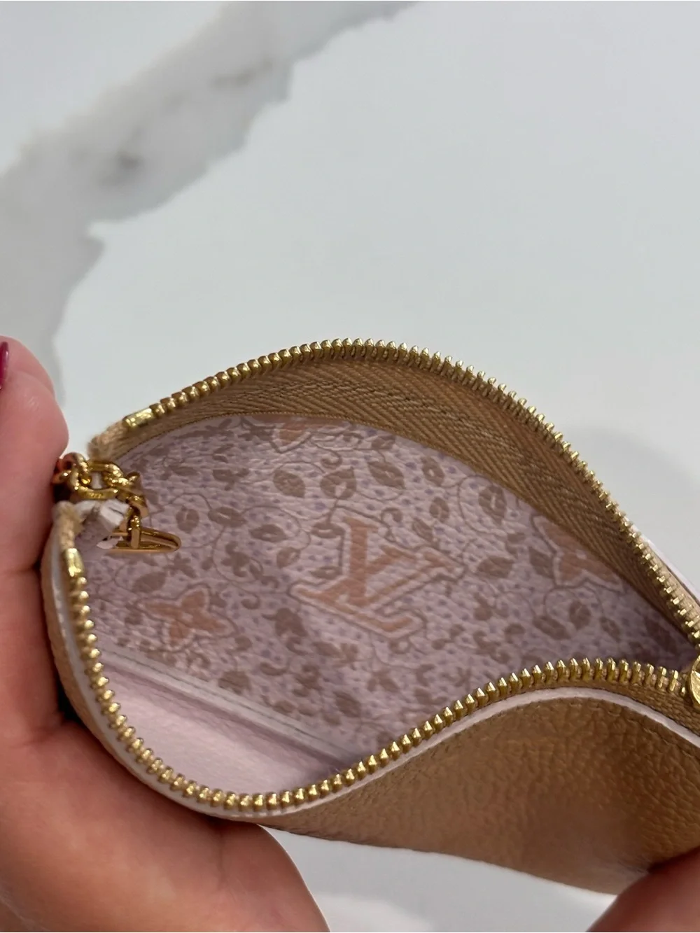 Authentic Louis Vuitton Empreinte Hazelnut Pochette Cles Leather Key Pouch